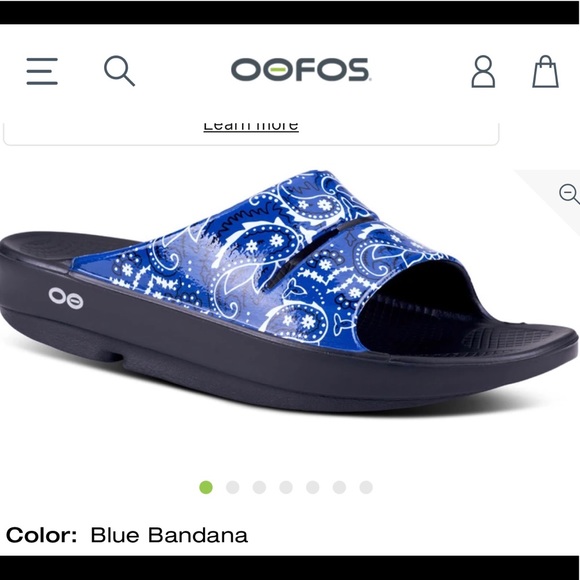 OOFOS | Shoes | Oofos Blue Bandana Luxe Slide W9 M7 | Poshmark